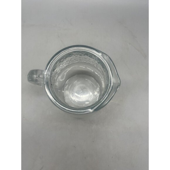 dimpled pitcher clear small glass handle 7" READ - Picture 3 of 6